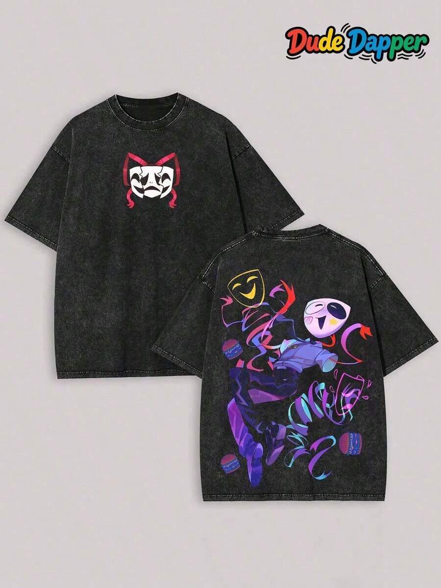 Summer Essentials Graphic TeesMagic Digital Circus Printed Unisex Washed T-Shirt - Black - View 1