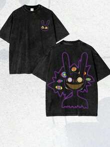Summer Essentials Graphic TeesRetro Washed Dark Neon Rabbit Pattern T-Shirt, Digital Circus, Street Clothes, Strange Things, Patterned T-Shirts, Summer Clothes, Men's T-Shirts, Men's Wear, 100% Cotton, Retro Design, Men's Jerseys, Holiday Gifts, Valentine's Day Gifts. - 黑色 - 查看 7