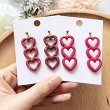 1pc/8pcs Polymer Clay Heart Shaped Earring Cutter Mold Set, Various Love Heart Craft Jewelry Making Mold, Handmade Jewelry DIY Mold - Pink - View 3