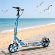 2-Wheel Foldable Kick Scooter, Aluminum Alloy Frame, Available In Pink And Blue, Portable Adult Commuting Scooter - Blue - View 3