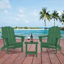 Apolimi Adirondack - Mesa auxiliar para exteriores resistente a la intemperie mesa auxiliar de patio de 2 niveles mesa auxiliar sólida de 16.5 pulgadas para patio piscina porche - Verde bosque - Ver 6