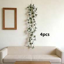 4/2pcs White Rose Eucalyptus Artificial Hanging Garland, With Roses And Leaves - Plastic Fake Flower Wreath, Suitable For Wedding, Mother's Day, Spring Indoor/Outdoor Decor, DIY Wedding Arch Decoration - Multicolor - View 12