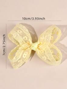 2件組可愛黃色蕾絲刺繡雛菊蝴蝶結髮夾，甜美鏤空蕾絲時尚髮飾，女孩禮物，日常髮飾裝飾 - 黃色 - 查看 6