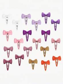 20/30pcs Bowknot Snap Hair Clips, Premium Satin Ribbon 2 Inch Hair Clips, Non-Slip Hair Barrettes, Girls Hair Accessories - Multicolor - View 12