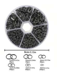 Una caja que contiene 690 piezas de anillos partidos de hierro en tamaños de 4, 5, 6, 8, 10 y 12 mm, diseñados para conectar y adecuados para kits de joyería - Multicolor - Ver 8