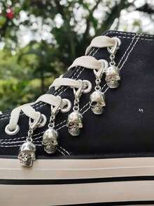 5pcs Vintage Gothic Punk Style Skull Pendant Decoration Accessories, Brooch, Bag Decor, Belt Buckle, Exquisite DIY Ornaments - Silver - View 4