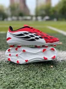 Adult Men & Women Football/Soccer Shoes, Suitable For Match & Training, Long Studs For Natural Grass & Artificial Turf - White and Red - View 14