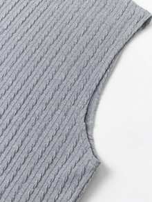 Áo tank top nam cổ chữ V dệt kim họa tiết kẻ caro kiểu retro, thoải mái, không tay. - Màu Xám nhạt - Xem 6