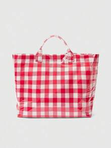Bolso de hombro transparente de PVC con estampado a cuadros rojos, bolso de mano de gran capacidad de moda de nicho simple y fresco, bolso de mano para estudiantes y trabajadores, bolso de hombro casual versátil y clásico personalizado, adecuado para viajes diarios, compras y talla grande. - Multicolor - Ver 8