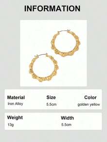 1pair Fashionable Bamboo Joint Hollow Out Earrings - Vàng 5 - Xem 7