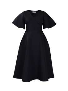 Soleil Women's 2026 New Style Bell Sleeve V-Neck Elegant Large Hem Evening Dress European And American Style Dress - màu đen - Xem 2