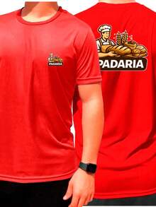 Camiseta Para Padaria Uniforme Confeitaria Poliéster - Vermelho - Visão 2
