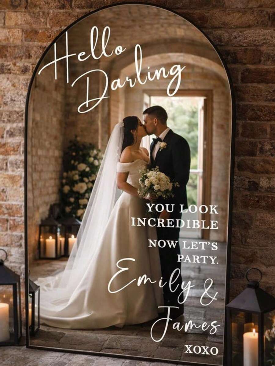 Customized Mirror Sticker Wedding Decor - Wedding Signage Decor DIY Wedding Stickers - Mirror Sticker "Welcome To The Wedding" - Customized Mirror Letter Sticker Decal - Just Married - Wedding Marriage Decor/Modern Wedding Welcome Sign/Personalized Newlyweds Name And Date/Mirror Sticker - Bridal Shower - Multicolor - View 1