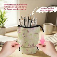 Trousse à crayons en style aquarelle tie-dye, boîte de rangement pour fournitures de bureau, sac organisateur de papeterie pour étudiants, étui cylindrique rétractable à la mode. Convient aux élèves du primaire et du secondaire - grande capacité, design à fermeture éclair. Trousse à crayons pour filles, applicable pour les enseignants et les étudiants, porte-monnaie/portefeuille multifonction portable pour les fournitures scolaires et de bureau, sac à papeterie debout - Multicolore - Voir 2