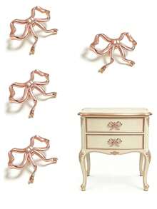 1/2/4/8pcs Zinc Alloy Cabinet Drawer Pulls, Rose Gold Bow Knob Handles, Minimalist Style, Suitable For Bathroom, Bedroom, Closet, Wardrobe, Cabinet, Furniture Hardware Handles, Kitchen Decor, Living Room Decor, Kitchen Drawer Pulls, Bedroom Vanity Hardware Pulls - Golden Bow - View 2