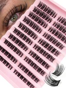 Asiteo 140 Clusters D Curl Individual Cluster Lashes DIY Lash Extension Crossed Wispy Soft Daily Cluster Lashes Thin Band Natural False Eyelashes 8-16MM Mix Length Individual Cluster Eyelashes Soft Natural Look Wispy Ultra-Light Long-Lasting DIY Eyelash Extension Ideal For Beginner Use At Home Or On-The-Go For Daily Life Party And Music Festival - D - View 1