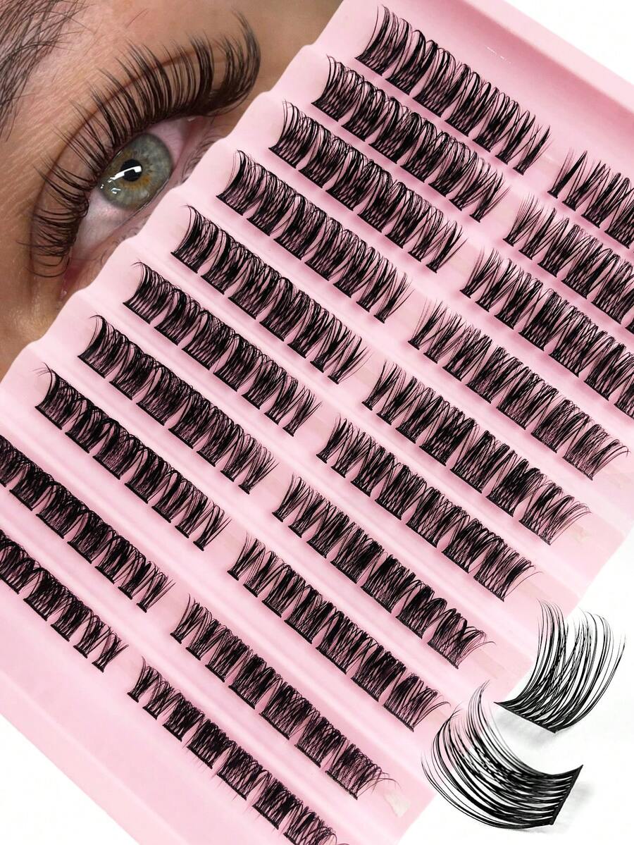 Asiteo 140 Clusters D Curl Individual Cluster Lashes DIY Lash Extension Crossed Wispy Soft Daily Cluster Lashes Thin Band Natural False Eyelashes 8-16MM Mix Length Individual Cluster Eyelashes Soft Natural Look Wispy Ultra-Light Long-Lasting DIY Eyelash Extension Ideal For Beginner Use At Home Or On-The-Go For Daily Life Party And Music Festival - D - View 1