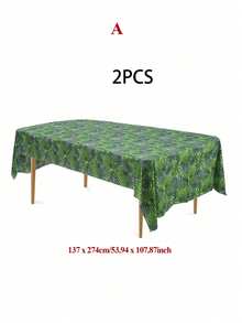 1/2 chiếc, Khăn trải bàn chủ đề rừng rậm, Khăn trải bàn bằng nhựa họa tiết lá cọ nhiệt đới, Khăn trải bàn lá xanh dùng một lần cho tiệc chủ đề Hawaii, tiệc sinh nhật, tiệc mừng em bé, kích thước 54 x 108 inch. - Nhiều màu - Xem 9