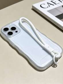 1个极简波浪边透明防震手机壳，带腕带，柔软硅胶防刮保护套，防震、防滑、防刮 | 兼容苹果17 Pro Max | 兼容苹果17/16/15/14/13/12/11系列、S20-S25系列 | 国际版，非本地版 | 生日和节日礼物 | 完美的母亲节礼物。 - 無色 - 查看 3