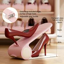 Shoe Storage Rack For Closet, Space-Saving Shoe Holder, Dormitory Double-Layer Adjustable Stackable Shoe Organizer. Shoe Rack, Shoe Slot, Shoe Organizer With Adjustable Layered Design, Space-Saving & Stackable Shoe Rack, Suitable For Flat Shoes, Slippers, Sandals And Sports Shoes - Multicolor - View 8