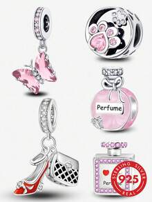 1pc 925 Sterling Silver Perfume Bottle Pendant Charm, Suitable For DIY Bracelet Jewelry For Women - Silver - View 12