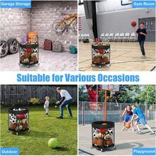 Ball Storage, Basketball Holder Ball Rack Basketball Organizer Bin 2 Side Opening Ball Cart With Wheels Sports Equipment Organizer Ball Organizer Garage Room Gym Indoor Outdoor - Default - View 6