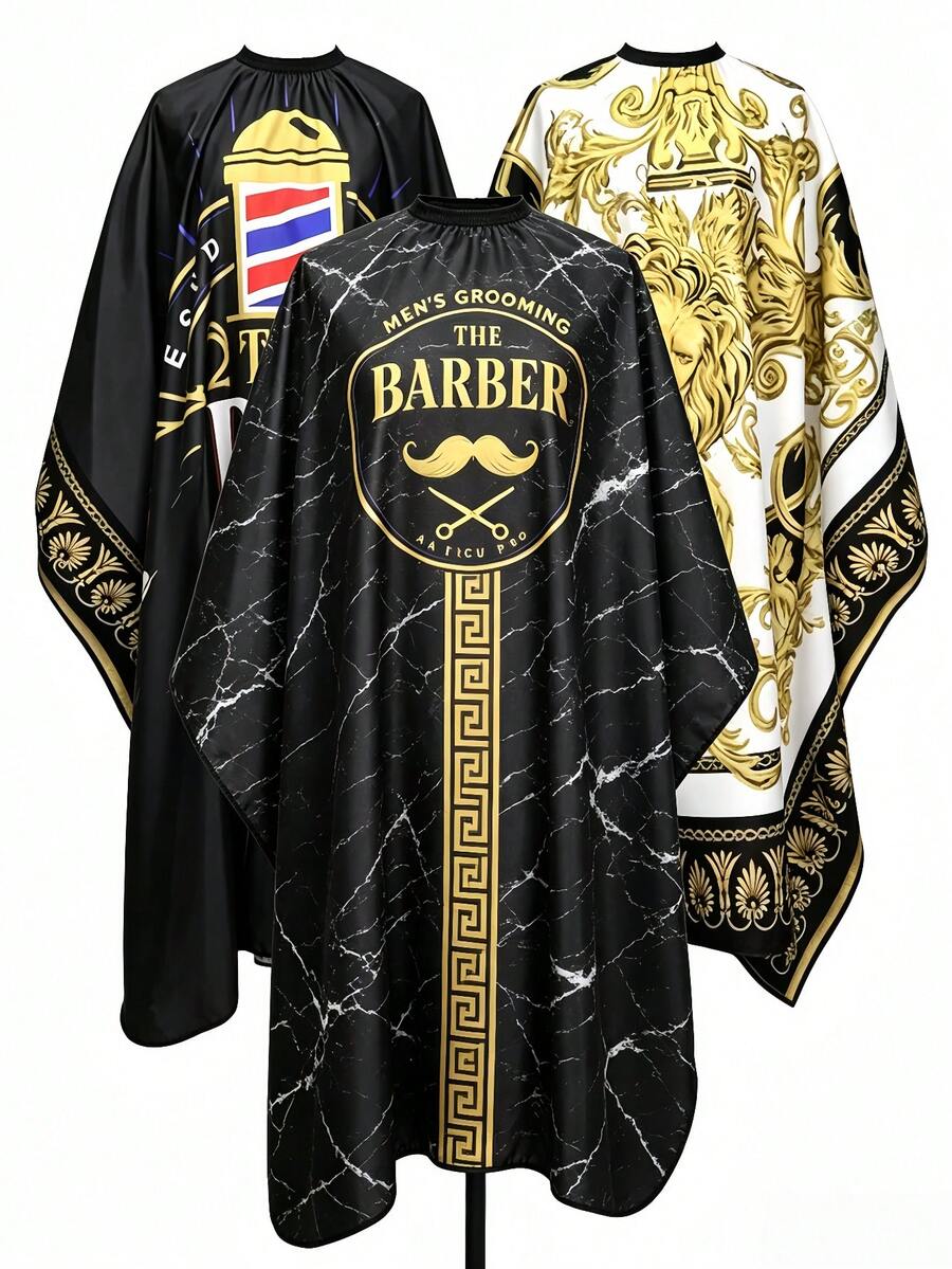 1pc Waterproof And Oil-Resistant Polyester Hair Cutting Cape, Easy To Clean, Suitable For Various Hairstyling, Professional Hairstylist Tool - Multicolor - View 1