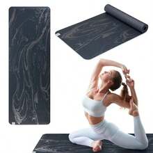- Alfombrilla de Yoga de Agarre seco 5 mm de Grosor Antideslizante para Ejercicios y Ejercicios de Fitness estándar o Caliente Pilates y Entrenamientos en el Piso Soporte Acolchado Capa - marmoleado - Ver 1