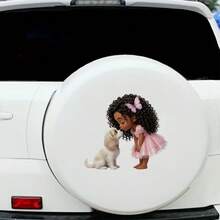 1pc Cartoon Car Sticker, Sweet Blonde Girl Kissing Puppy, Suitable For SUV, Truck Door, Laptop, High-Quality Vinyl Material, Removable, Waterproof And Sunproof, Birthday Gift, Road Trip Decor, Applicable For Windows, Bumpers, Trunk, Attractive Vehicle Decal, Animal Lover Gift, Female New Driver Accessory - A - View 4