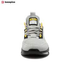 baasploa Men's Casual Sneakers Lightweight Mesh Fashion Running Shoes Anti-Slip Shock-Absorbing Male Walking Shoes Height Increasing Shoe Brand Shoes Athletic Outdoor Shoes - Light Grey - View 8