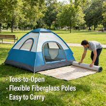 Portable Outdoor Tent, Easy To Pack, Two Doors And Two Windows, Suitable For 2-3 People, Easy To Set Up And Open, Fully Automatic Quick-Opening Tent, Suitable For Outdoor Camping. - Baby Blue - View 11