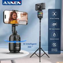 AXNEN Bộ ổn định gimbal AI, phù hợp với điện thoại thông minh, tự động theo dõi khuôn mặt 360°, chân đế gimbal để bàn, áp dụng cho máy ảnh và camera hành động, điều khiển từ xa tùy chọn, thích hợp cho kỳ nghỉ hè, du lịch, hoạt động ngoài trời, gậy selfie livestream, chân máy, khả năng chịu tải cao. - Nhiều màu - Xem 3