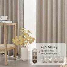 2 Panels Natural Pinch Pleated Semi-Shading Curtains Textured Linen Blended Window Curtains For Living Room Bedroom Pinch Pleat Drapes With Hooks - 深亞麻色 - 查看 5