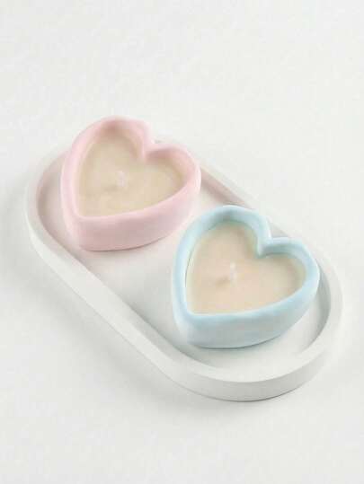 1支精美心形装饰蜡烛，可爱粉彩风格，适合卧室、书桌、书架等房间装饰，浪漫派对礼品，送给女性、女孩和朋友的理想之选