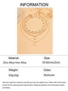 4pcs/Set Minimalist Turquoise Bead Handmade Layered Necklace, Fashion Gold Pendant Necklace Chain, Suitable For Daily Wear, Dates, Parties And Music Festivals - Multicolor - View 5