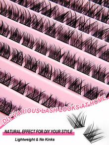 Asiteo 100 Clusters DIY Eyelashes,Fluffy Lightweight And Soft False Eyelashes, Natural Look Individual False Eyelashes,For Beginners Eye Makeup DIY At Home - D - View 4