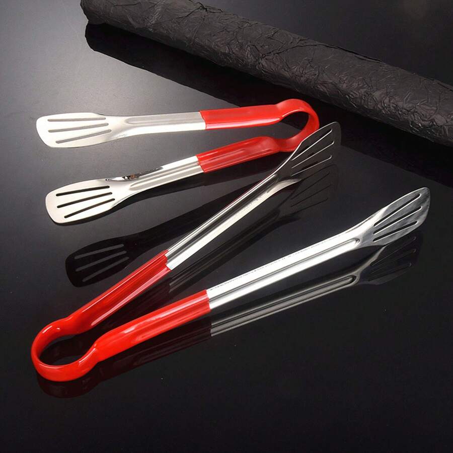 Stainless Steel Three-Wire Food Tongs, Extra Long Heat Resistant Non-Slip Grilling Tongs, Multi-Purpose Kitchen Cooking Utensils For Meat, Salad, Bread, BBQ Buffet Serving - Multicolor - View 1