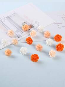 20pcs Ombre Rose Flower Push Pins, Suitable For Decorating Cork Board, Creative Floral Design Push Pins, Gift Box Packaging, Back To School, Stationery - Sets - View 7