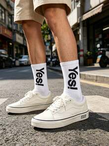 1/4 Pares de Meias com Padrão de Letras em Cores Neon, Meias Esportivas Respiráveis para Adolescentes, Uso Diário e Exercícios - Multicolorido - Visão 4