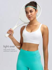 Tender Angel New Yoga Camisole, Cross-Back Supportive Sports Bra - White - View 2