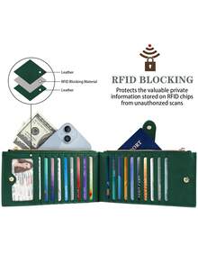 Women RFID Blocking Glitter Leather Multi Card Organizer Bifold Black Wallet With Zipper Pocket,Dark Green Flowers Festival Graduation Teacher Appreciation Gifts Birthday Gift Mother Gifts Mothers Day Gift Holiday Essentials Graduation Gifts Cute For Women Money Wallet Purse Wallet Long Wallet Travel Essential - Multicolor - View 2