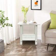Mesa auxiliar para exterior resistente a la intemperie doble mesa auxiliar Adirondack pequeña mesa auxiliar interior para silla mesa de patio de 17 pulgadas para piscina terraza y porche - Blanco - Ver 7
