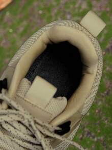 1 Pair Contrast Color Sports Fabric Lace-Up Buckle Men's Hiking Shoes, Outdoor Sports Shoes For All Seasons - Khaki - View 9
