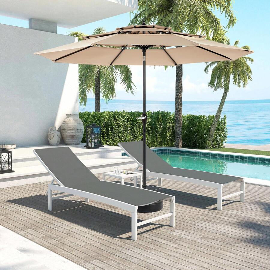 3-Tier, 3-Meter Aluminum Parasol With Automatic Tilt (Khaki Color) (Without Base) - 卡其色 - 查看 1