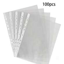 100 chiếc bìa đựng tài liệu nhựa A4 - 11 lỗ, 3 vòng, chất liệu PP bền chắc, phù hợp cho văn phòng, trường học, nhà cửa (100 chiếc). Bìa đựng tài liệu văn phòng phẩm để lưu trữ tài liệu và sắp xếp văn phòng phẩm cho học sinh. Dày dặn, chống thấm nước, vật dụng thiết yếu cho năm học mới. - Túi đựng tài liệu trong suốt 11 lỗ - Xem 13