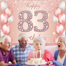 Globo de confeti de feliz cumpleaños 83 años de edad, globo de confeti, decoración temática para mujeres de 83 años de edad, color rosa, decoración de fiesta de cumpleaños, suministros de cumpleaños - 83 - Ver 7