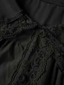 ii Loose Fit Peter Pan Collar Long Sleeve Shirt Black - Black - View 8