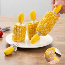 2/6/10pcs Stainless Steel Corn Roasting Skewers With Ergonomic Yellow Tips - Multipurpose Kitchen Tool For Grilling, Baking, Boiling - Suitable For Corn Cobs, Fruits, Vegetables, Meats - Dishwasher , Easy Storage - Ideal Cooking Accessory - Sharp Pointed Tip, Non-Slip Handle, Convenient To Use - Multicolor - View 3