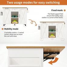 Modern Kitchen Island Cabinet For Rubbish Bins Multifunctional Dining Table With Storage Space Serving Trolley With Snack Shelves And Stretch Function Cabinets White Excluding The Dustbin - White - View 8