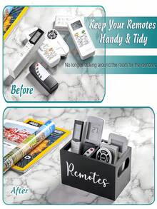 Dual Slot Remote Control Storage Box, Multi-Compartment Organizer Box Suitable For Storing Remote Controls, Cosmetics, And Stationery. Wooden Remote Control Storage Box Can Be Placed On Bedside Tables, Living Rooms, Offices, Home Decor, Bathrooms, Rooms, And Kitchen Storage Containers - Multicolor - View 9